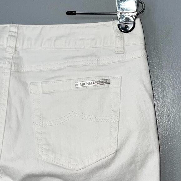Michael Kors Womens Size 2 White Stretch Skinny Jeans Preppy Minimalist Chic - Picture 5 of 11